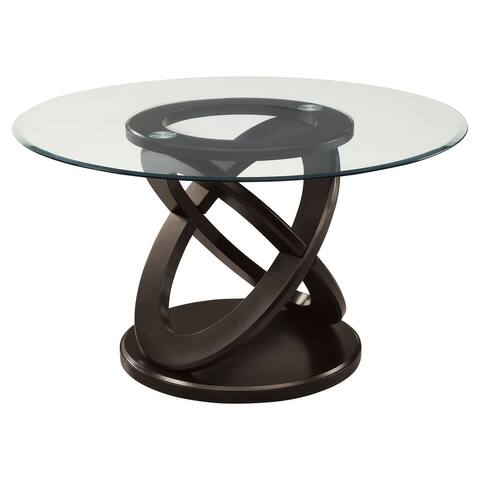 Offex Dark Espresso 48"Dia Tempered Glass Dining Table - Sold Dining table only