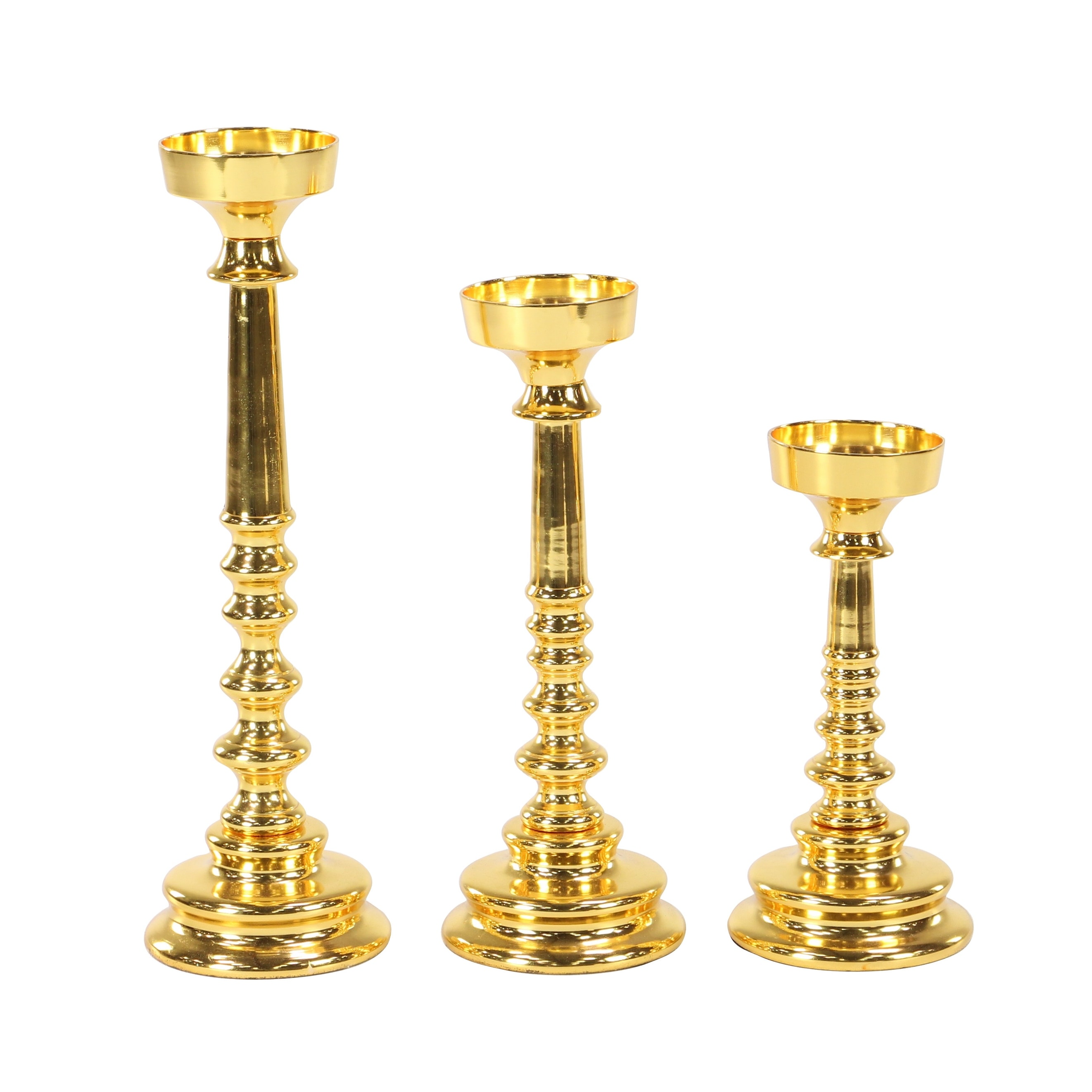 Set of 3 Traditional Aluminum Segmented Candle Holders - On Set of 3 Traditional Aluminum Segmented Candle Holders - On