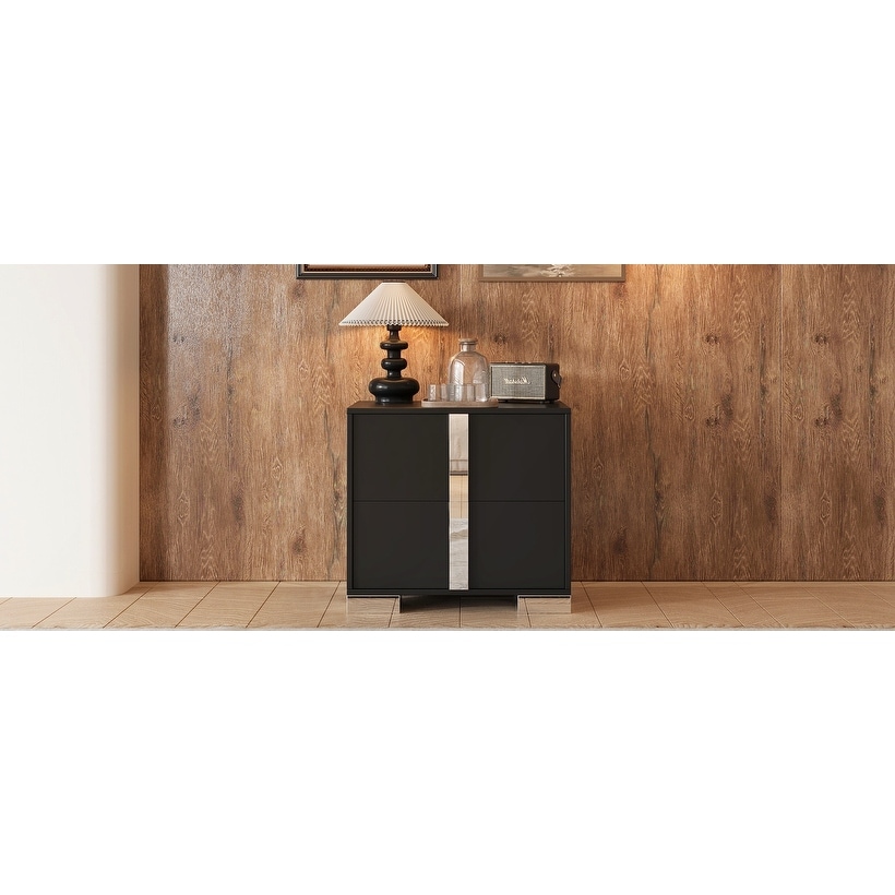 Elegant Nightstand with Metal Foot and 2 Drawers for Modern Bedrooms and Living Rooms