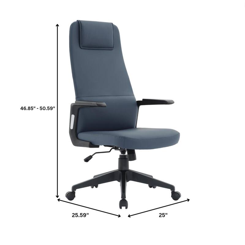 Nexa Ergonomic Leather/Polyester High-Back Office Chair with Padded Headrest, Adjustable Height, Swivel, and Smooth Casters