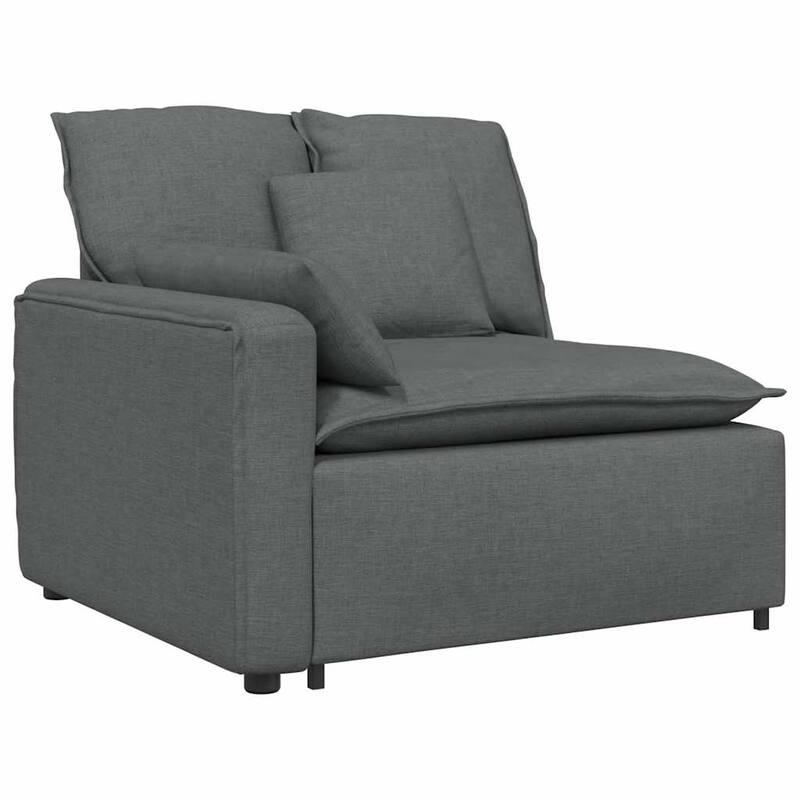 vidaXL Modular Sofa with Footstool&Cushions Fabric Dark Gray - 122.8" x 80.7" x 25.2"