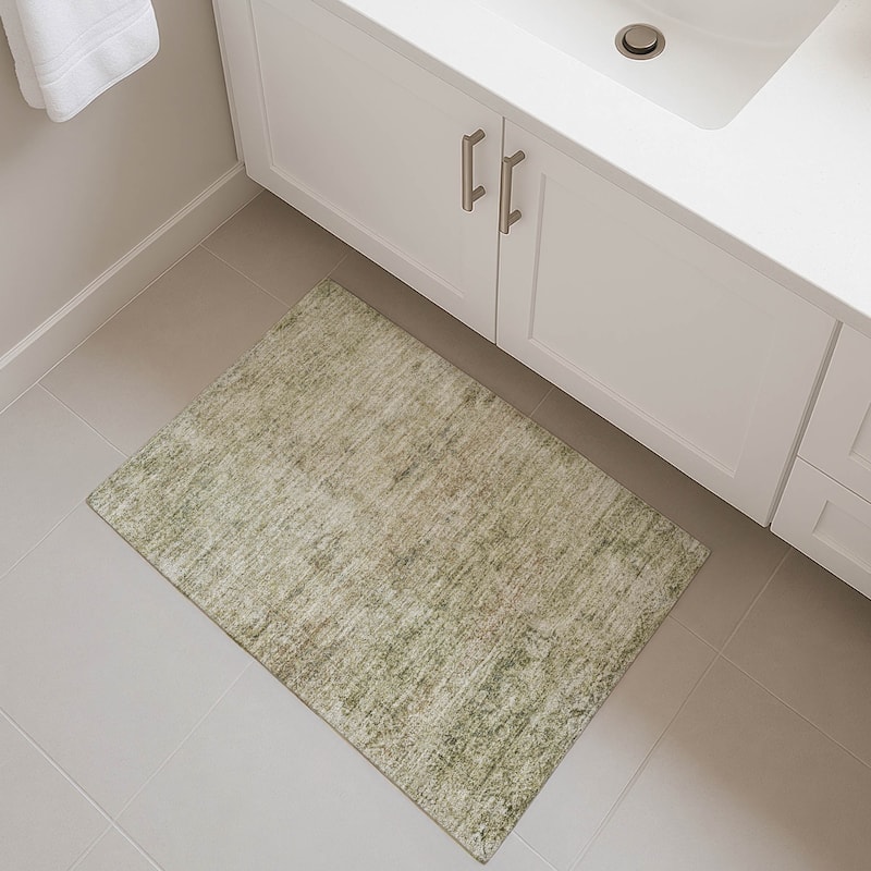 Premium Washable Super Soft Vintage Traditional Mayfield Rug - Sage - 1'8" x 2'6"