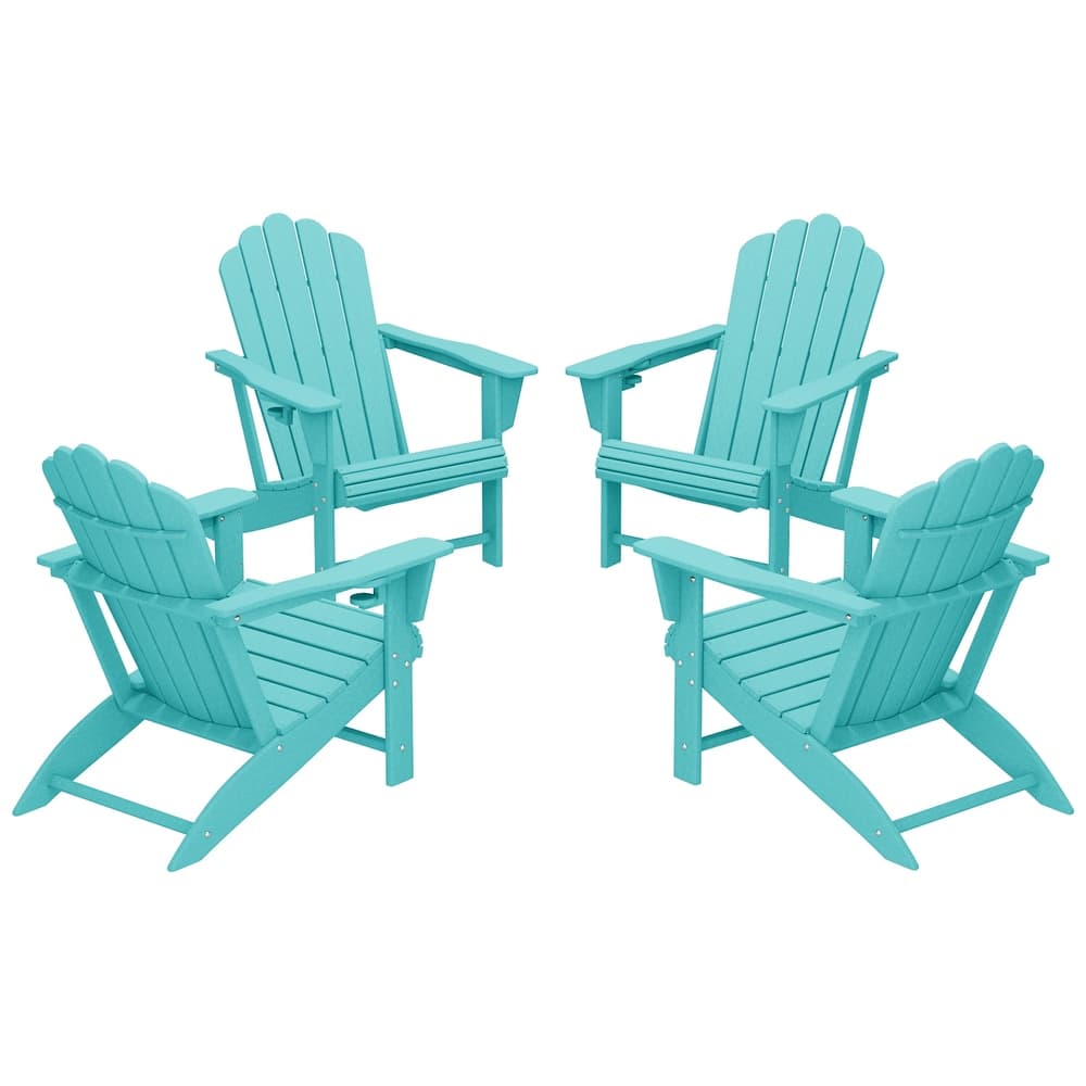 Aderson Outdoor Poly Adirondack Chairs with Cupholders (Set of 4)