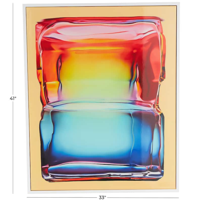 Canvas Abstract Cube Framed Wall Art with White Frame - Multi Colored - Roche River Decor