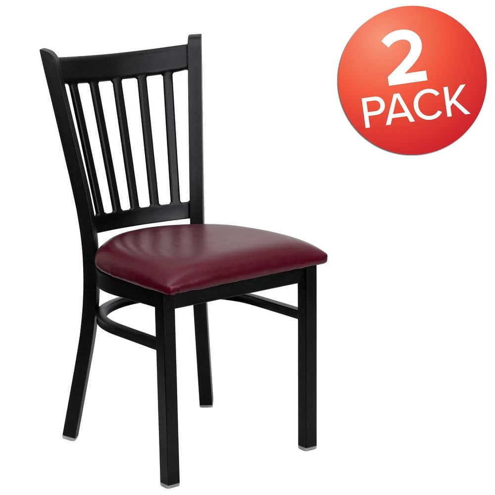2 Pack Vertical Back Metal Restaurant Chair - 17"W x 20.25"D x 34.25"H