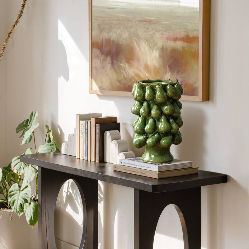 Green Ceramic Modern Pears 12.4-Inch Tall Vase
