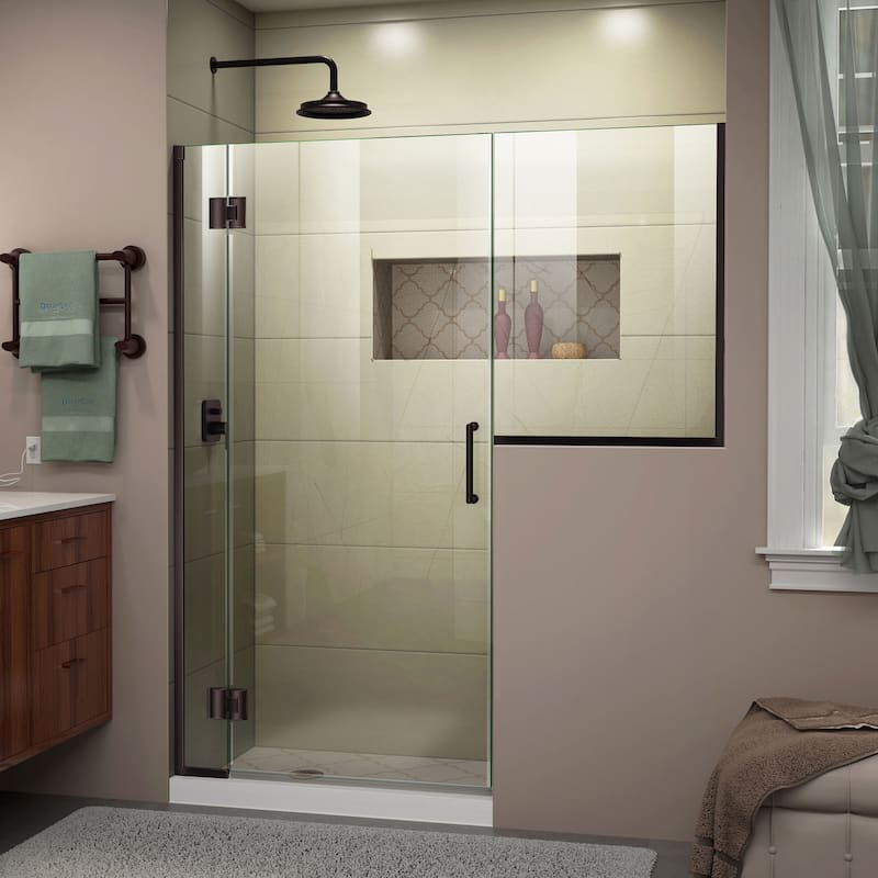DreamLine Unidoor-X 63-63 1/2 in. W x 72 in. H Frameless Hinged Shower Door - 63" - 63.5" W - Oil Rubbed Bronze Finish