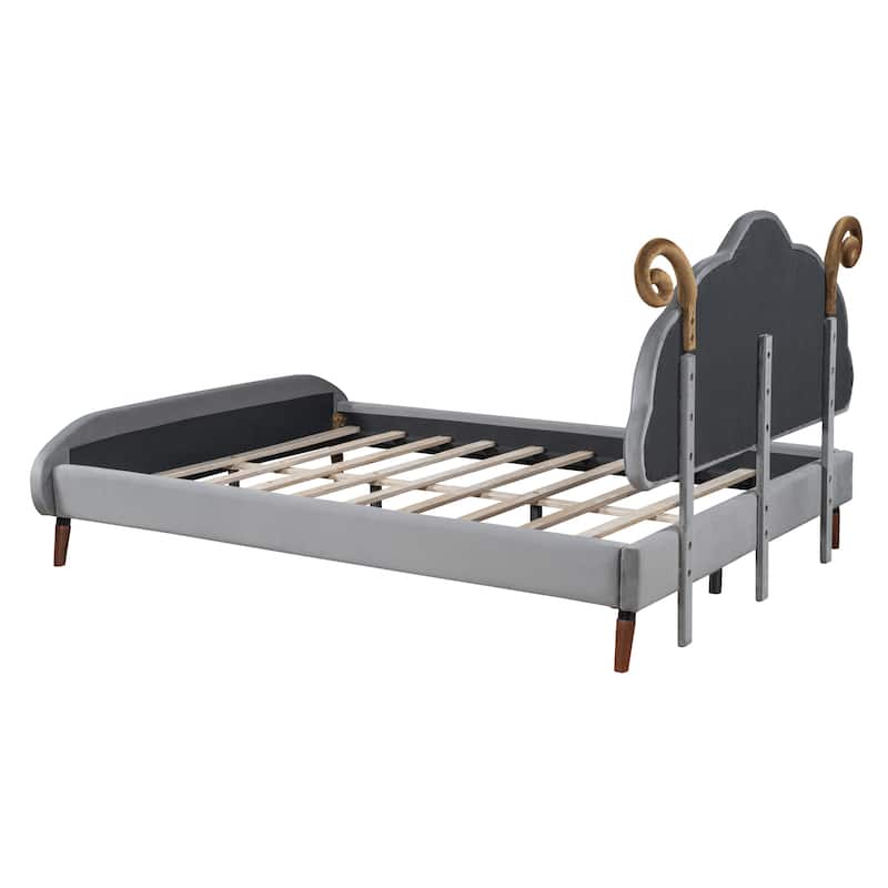 Platform Bed with Sheep-Shaped Headboard