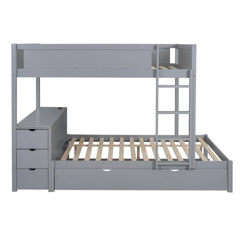 Full-Over-Full Bunk Bed with Twin Trundle, Storage & Built-In Desk