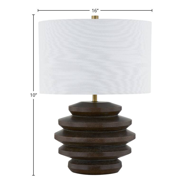Martin 10" Table Lamp with Linen Shade, Brown (Set of 2)