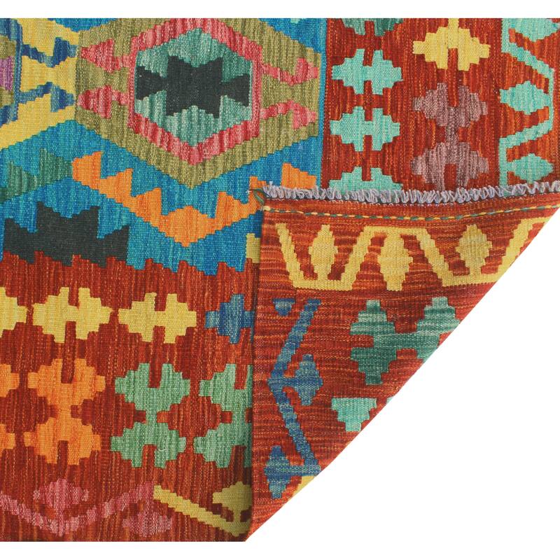 Flatweave Vallen Turquoise/Red Rug - 8'5" x 9'8"
