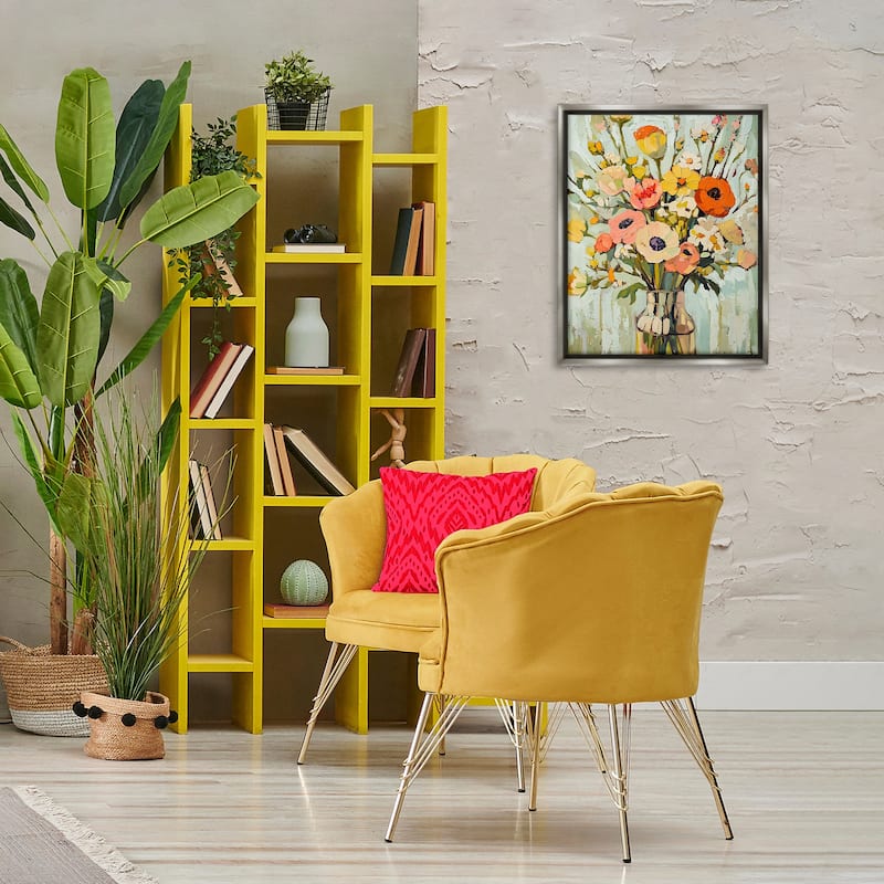 Stupell Painterly Bouquet Arrangement Framed Floater Canvas Wall Art Design By Franklyn Gregory