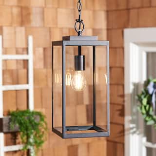 SAFAVIEH Outdoor Lighting Collection Rinnah 7" Modern & Contemporary Outdoor Pendant - 7" W x 7" D x 17" H