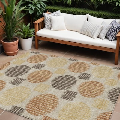HomeRoots Geometric Transitional Rectangle Outdoor Rug