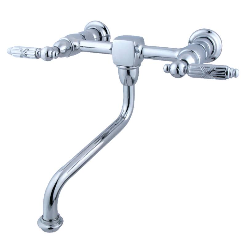 Kingston Brass Heritage 1.2 GPM Wall Mounted Bridge Bathroom Faucet - Polished Chrome