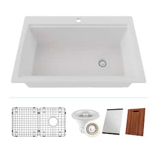 Lexicon 33"Quartz Single Bowl Workstation Sink Galaxy White LP-750TM-W - 22" W x 33" L x 10" H