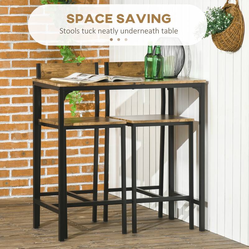 Modern 3-Piece Dining Set with Rectangular Counter Height Table & 2 Open Back Chairs