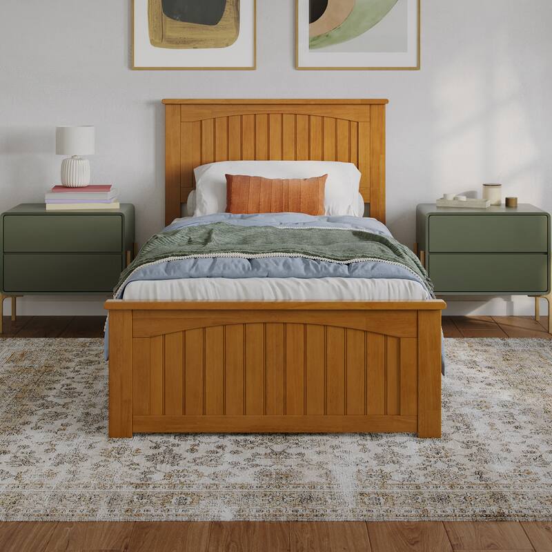 Naples Solid Wood Low Profile Platform Bed with Matching Footboard