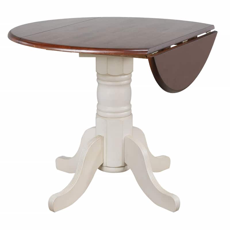Drop Leaf Round Wooden Dining Table - 42" - White and Brown