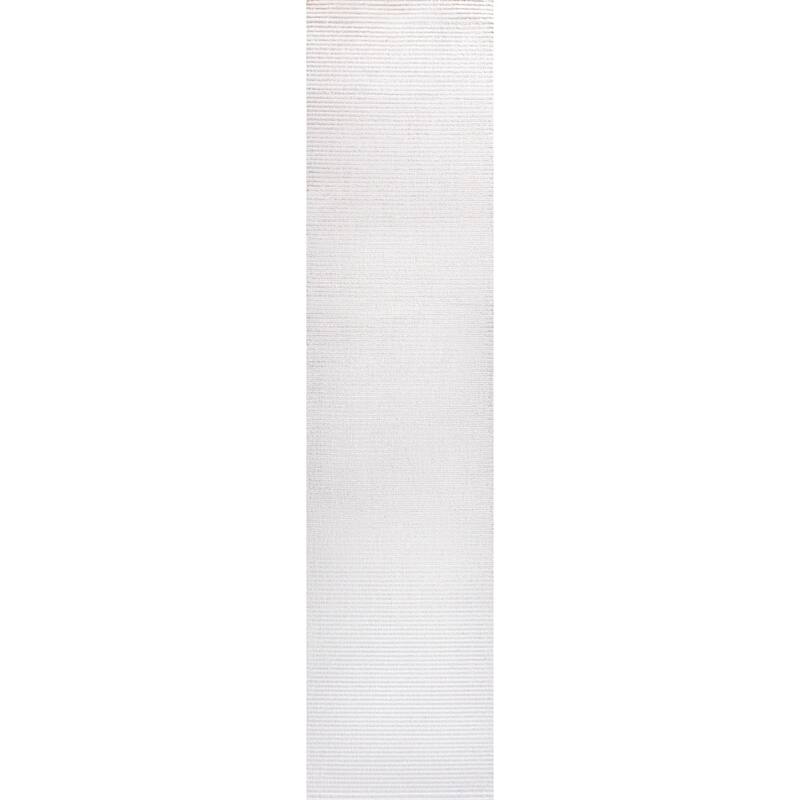 JONATHAN Y Athens Modern Minimalist Pinstripe High-Low Rug - 2 X 8 - White/Silver
