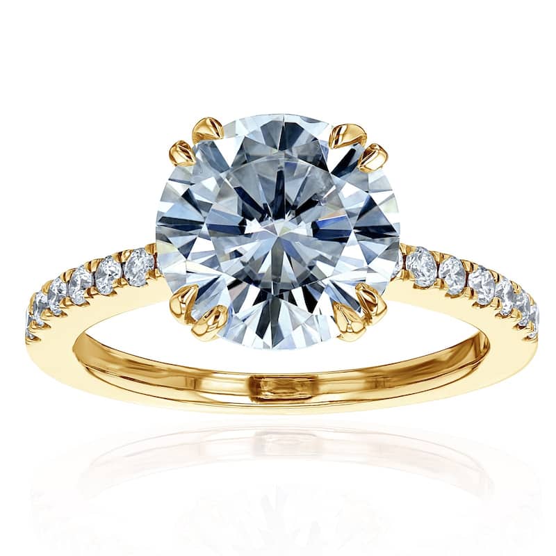 Kobelli 3.22 Carats Lab Grown Diamond Certified 14k Solid Gold Half Eternity Tulip Engagement Ring - Yellow - 4.5