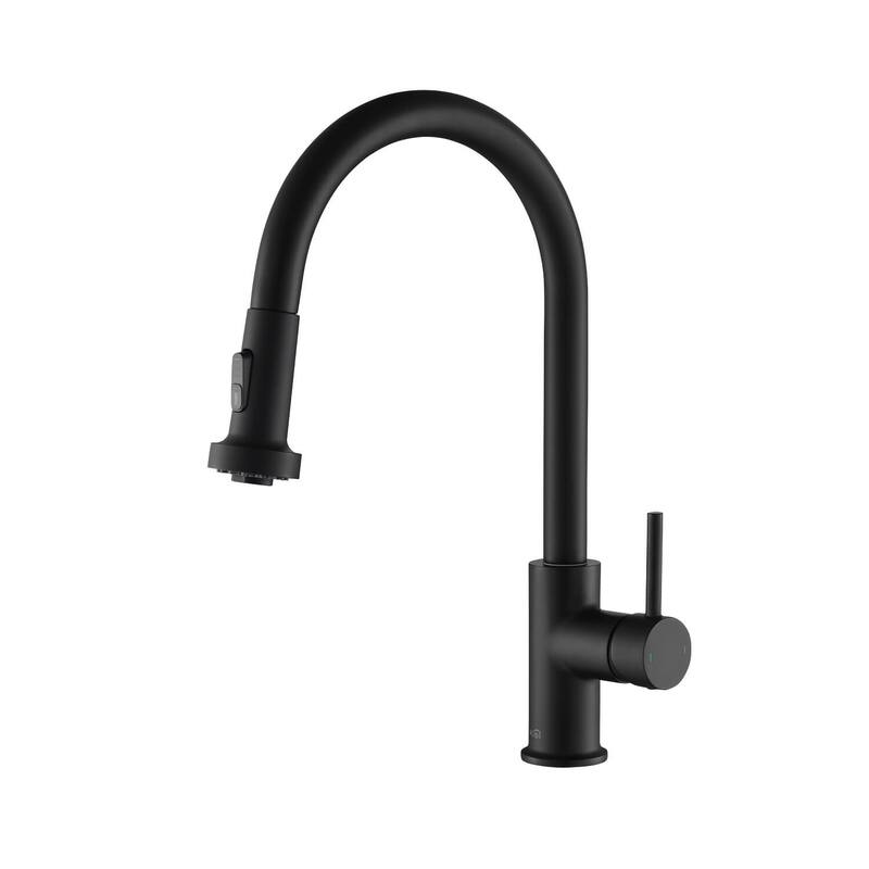 Lead Free Solid Brass Single Level Pull Down Kitchen Faucet with Sprayer - Matte Black