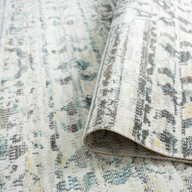 N Natori 24-Seven Outdoor/Indoor Ivory/Light Blue Area Rug