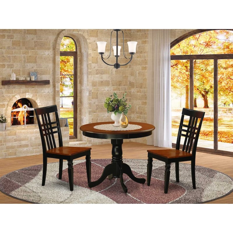Round Kitchen Table Set with Chairs - 5 Piece Dining Room Set - Linen White Finish
