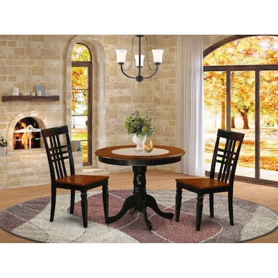 Round Kitchen Table Set with Chairs - 5 Piece Dining Room Set - Linen White Finish