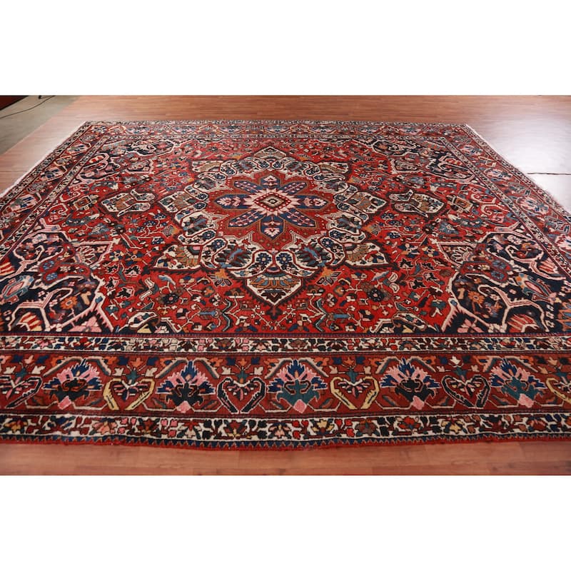 Hand Knotted Oriental 100% Wool Carpet Traditional Medallion Red Bakhtiari Area Rug - 13' 2'' X 11' 5''