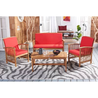 SAFAVIEH Outdoor Rocklin 4-piece Conversation Patio Set