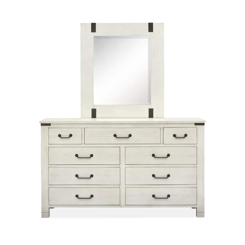 Magnussen Home Chesters Mill Alabaster Drawer Dresser with Portrait Mirror