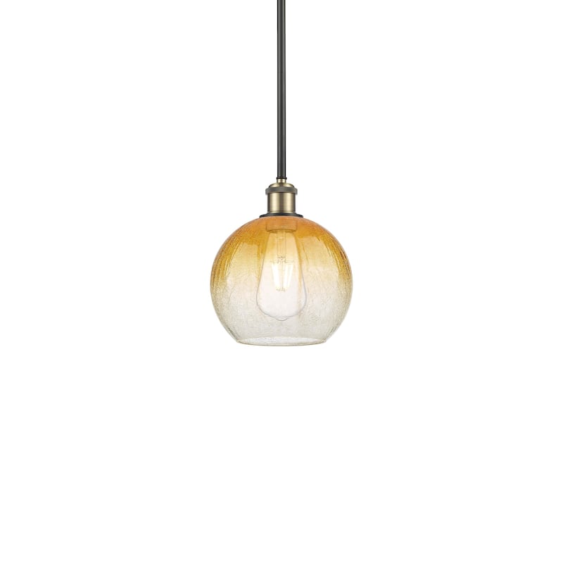 Innovations Lighting 516-1S-10-8 Brookhaven Globe Pendant Brookhaven - Black Antique Brass / Amber