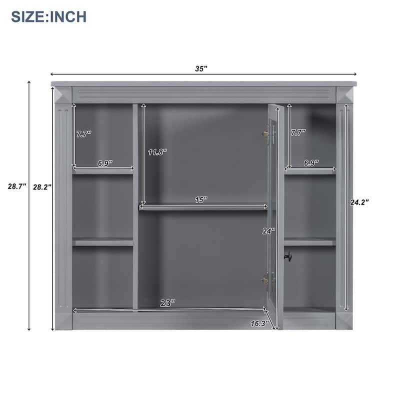 35'' x 28'' Wall Mounted Bathroom Medicine Cabinet - 35" x 7" x 29"