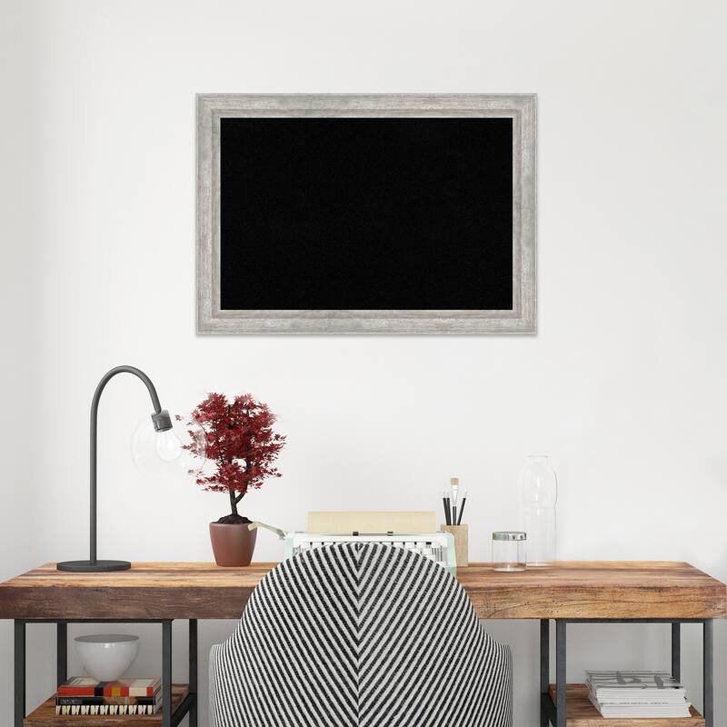 Angled Silver Wood Framed Black Corkboard Bulletin Board, Organization Board, Pin Board