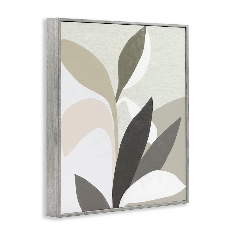 Stupell Organic Soft Leaf Shapes Framed Giclee Art Design By June Erica Vess