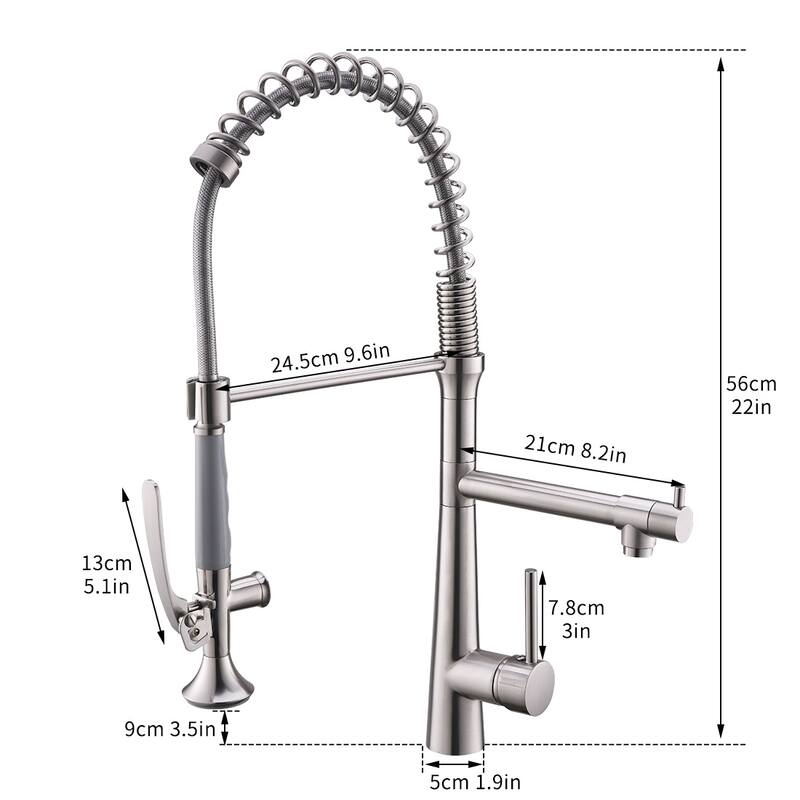Heavy Duty Commercial Style Kitchen Sink Faucet,Single Handle Pre-Rinse Spring Sprayer Kitchen Faucets,High Arc Pull Down