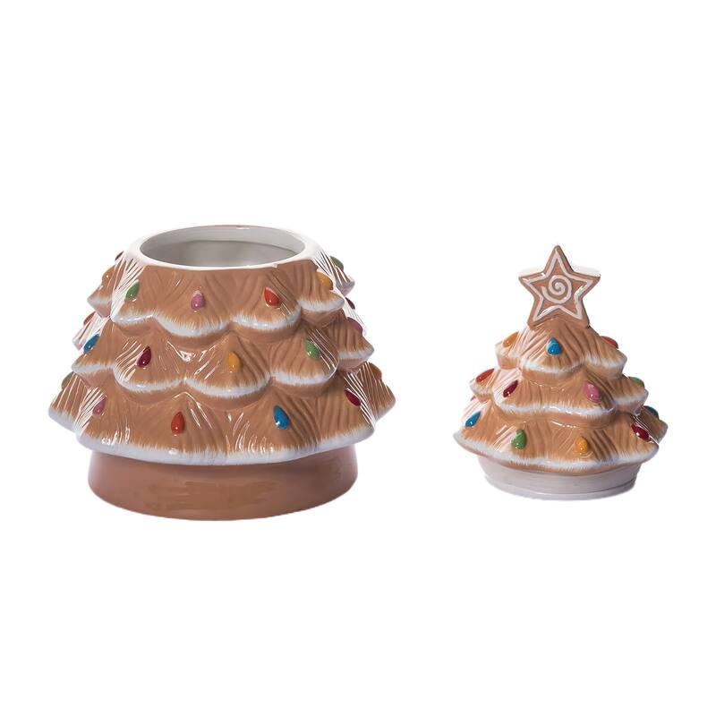 Transpac 10.31 in. Holiday Gingerbread Tree Cookie Jar - Multi
