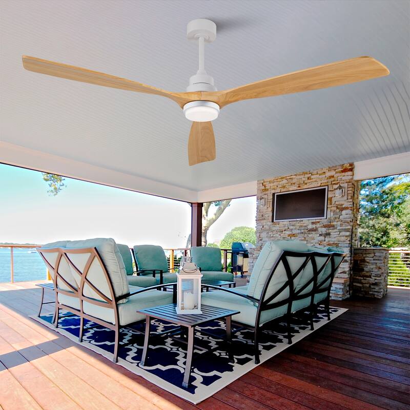 72 Inch Modern Ceiling Fan With 3 Color Dimmable 3 Solide Wood Blades Remote Control Reversible DC Motor With LED Light