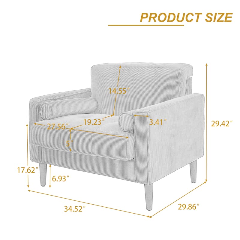 Corduroy Upholstered Accent Chair Convertible Sleeper Chair Set of 2