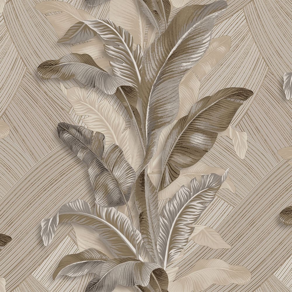 Galerie Wallcoverings Stratum Collection Palma Leaf Vinyl on Non-woven Metallic Wallpaper Roll Double Width