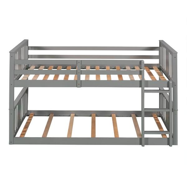slide 2 of 24, Twin Over Twin Bunk Bed with Ladder - Solid Wood & Durable Gray