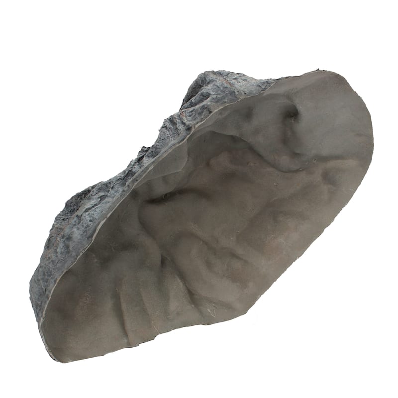 Decorative Outdoor Weather-Resistant Artistic Artificial Faux Stone Rock, Garden Patio Granite Grey Fiberglass Stone