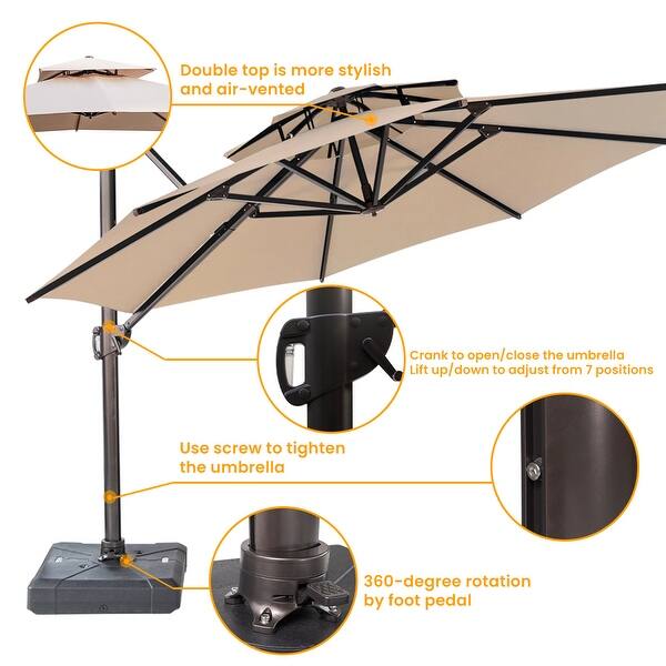 Shop Black Friday Deals On Crestlive Products Patio Luxury 12 Ft Double Top Round Offset Umbrella On Sale Overstock 31636635