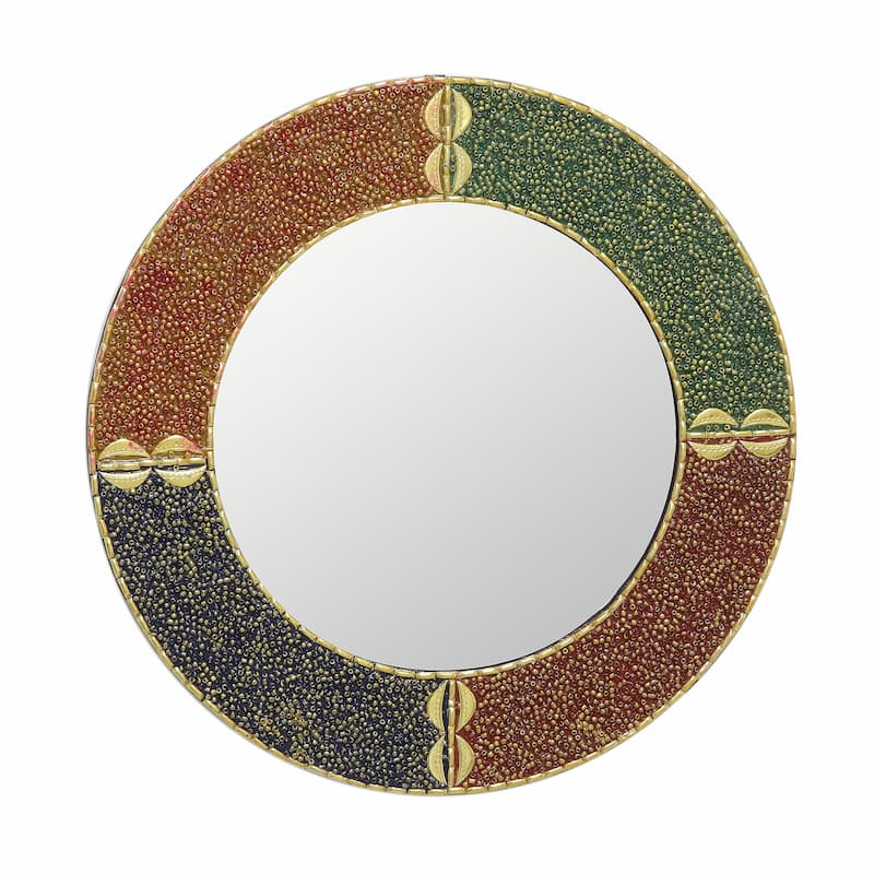 Novica Handmade Modern Glitter Glass Beaded Wall Mirror