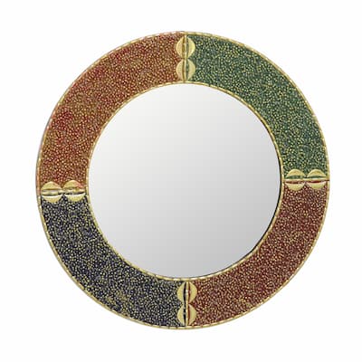 Novica Handmade Modern Glitter Glass Beaded Wall Mirror