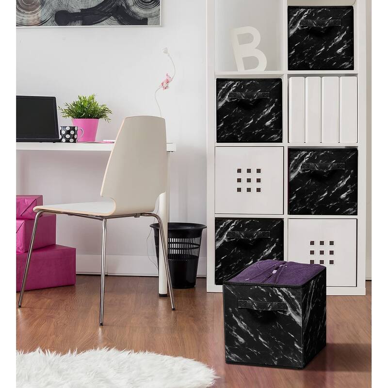 Collapsible Storage Cube - Four Pack - Marble Black