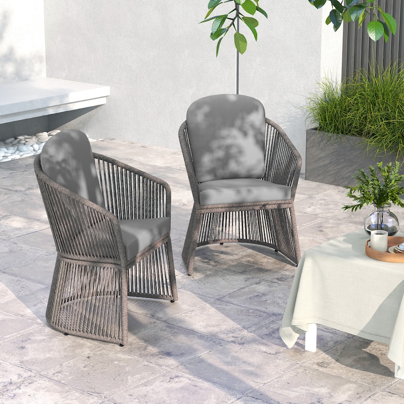 Outdoor 2-piece Steel Dining Chair with Cushion