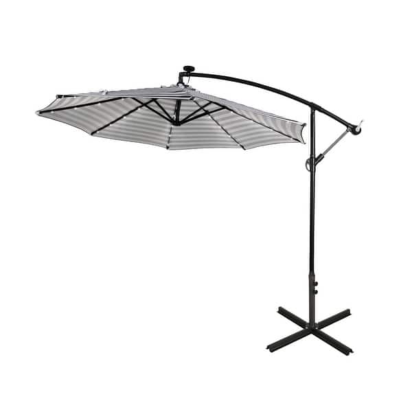 blue and tan patio umbrella Shelby American Patio Umbrella-Tan/Blue