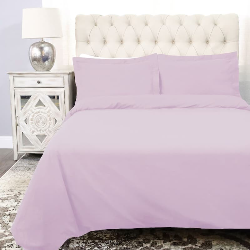 HomeRoots Lilac King 100% Cotton 300 Thread Count Washable Duvet Cover Set